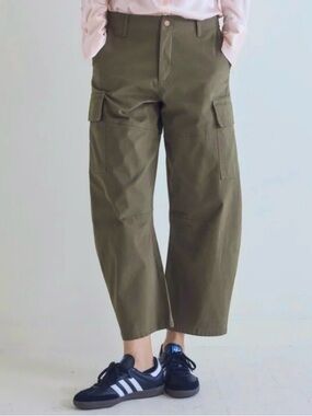 Ruti Embroidered Barrel pant 6 Green Coming Up Roses New Age Twill Utility